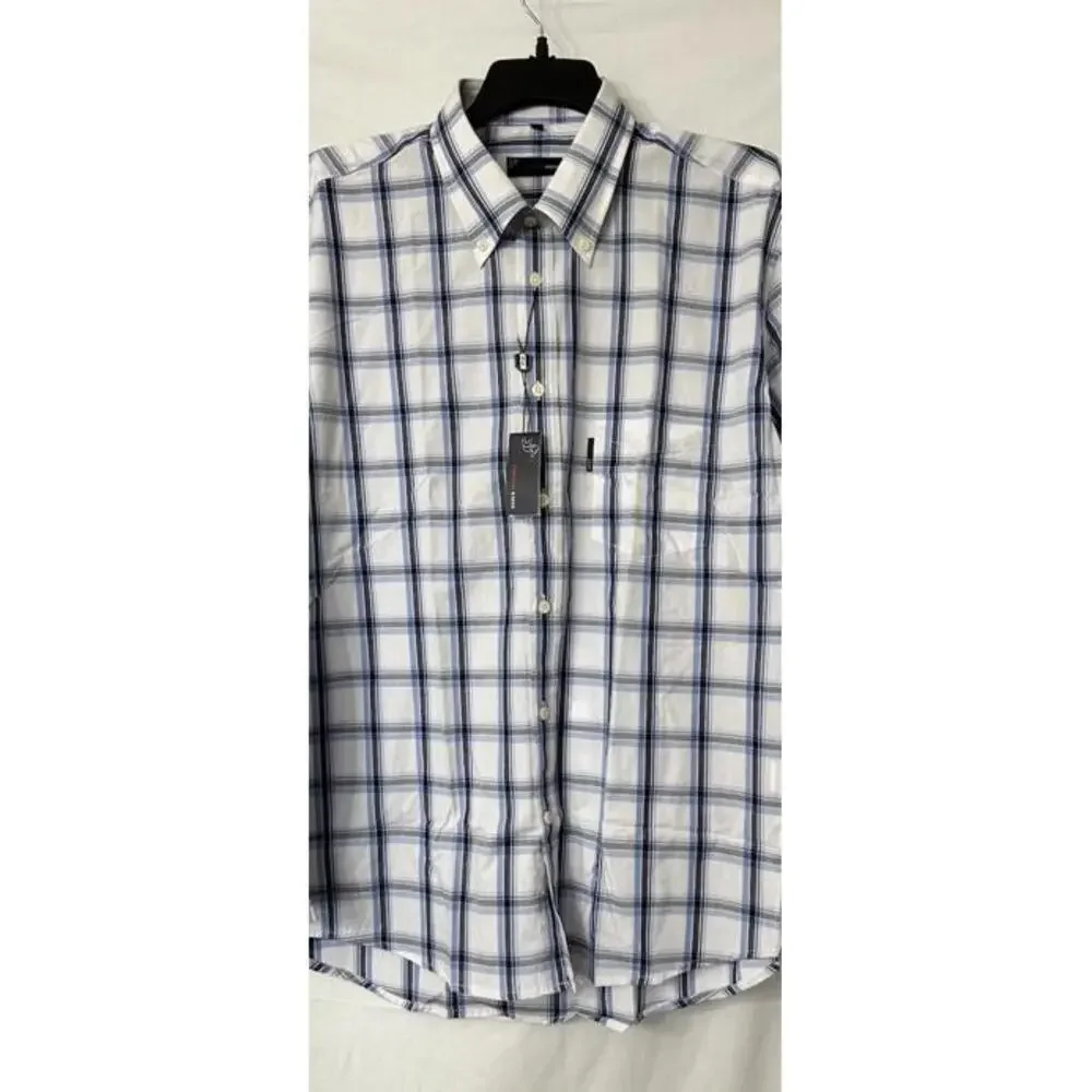 NWT Giovanni‎ Galli Mens Long Sleeve Button Plaid Shirt Size XL
